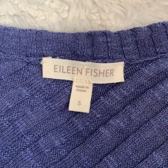 EILEEN Fisher purple linen/cotton slub stitch boxy open drape cardigan - Picture 7 of 7